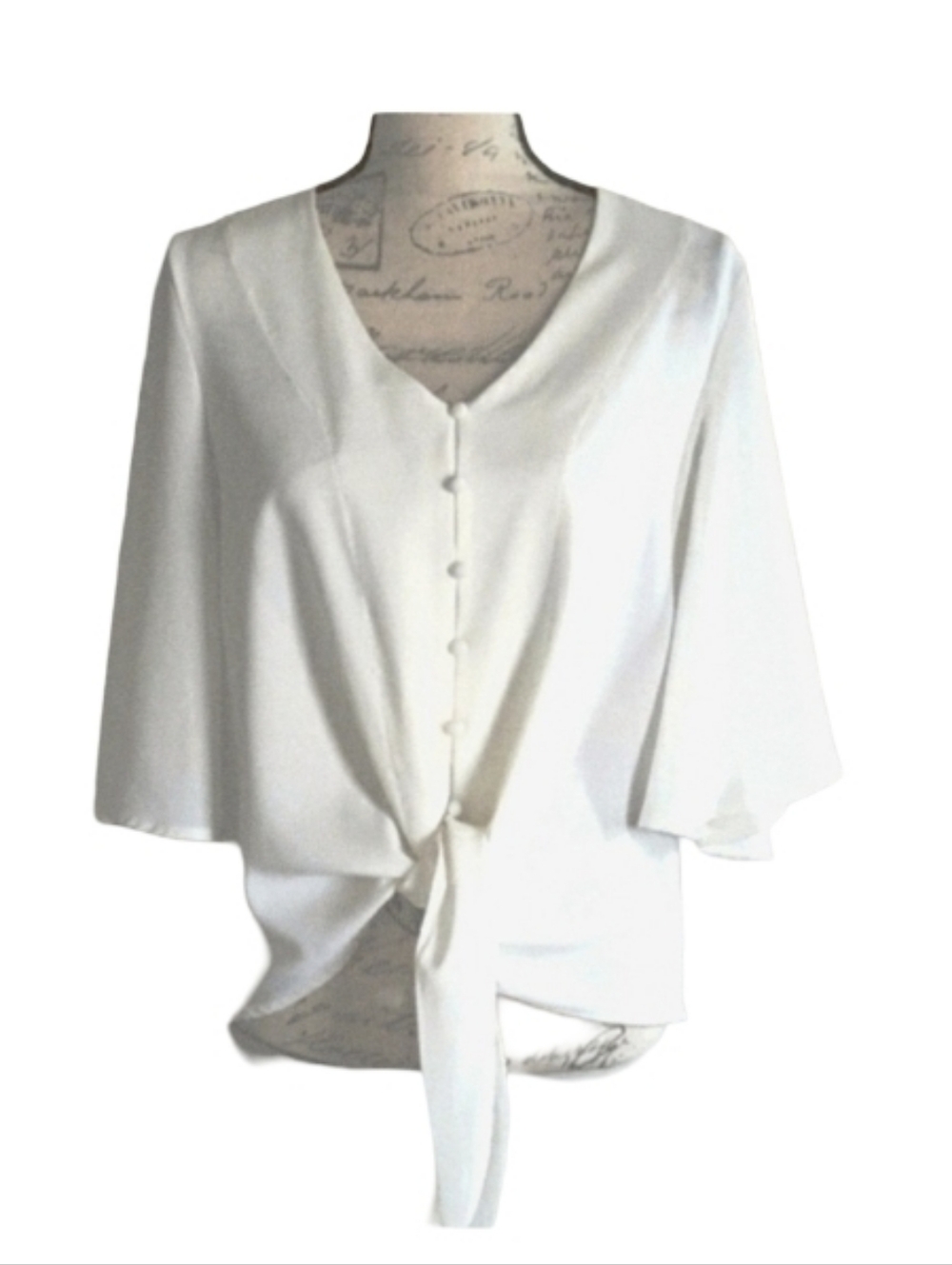 Off white tie up blouse. - Picture 1 of 6